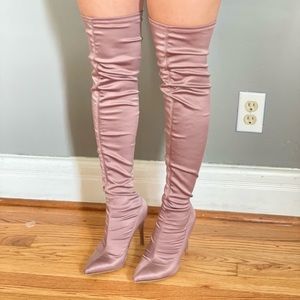 Satin Thigh High Boots